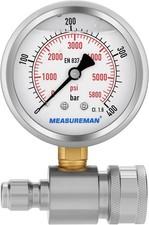 2.5" Pressure Washer Gauge, 3/8 Inch Quick Connect, 0-400Bar Glycerin Filled, F