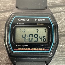 Casio F-28W Digital Watch Vintage Model 1156 Lithium Battery Water Resist Works