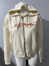 Ed Hardy Women Large Hoodie Zip Up Jacket Love Kills Ivory Color New NWT