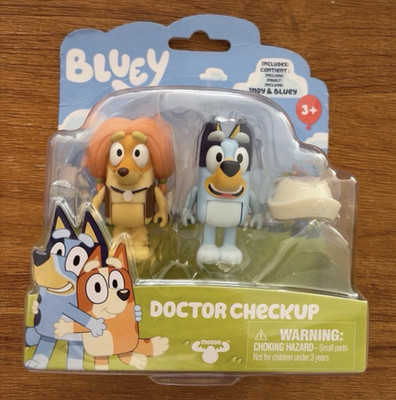 Bluey Doctor Checkup Spielset mit Bluey & Indy Figuren und Zubehör, 3+