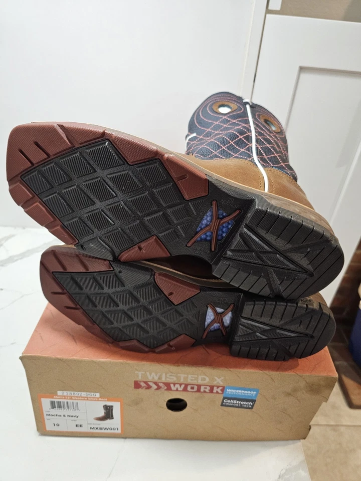 Twisted X Men's Waterproof CellStretch Western Work Boots - Soft Toe Size 10EE - Image 2 of 4