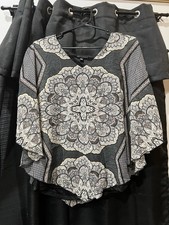 Sara Michelle L Paisley Chiffon V-Neck Blouse...