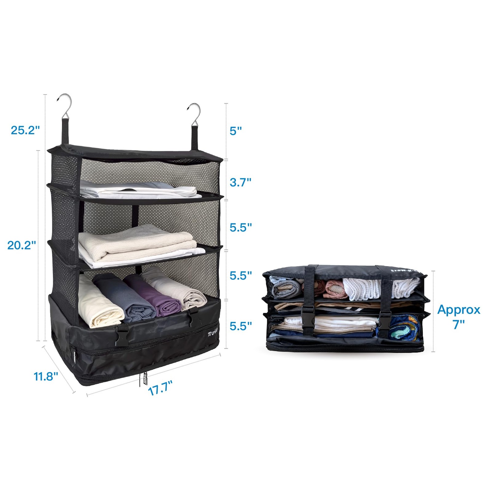 Stow-N-Go Travel Luggage Organizer – Portable Hanging Travel Shelves, Carry-O...