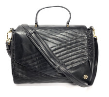 TORY BURCH Black Leather Quilted “797” Lambskin Crossbody/Satchel