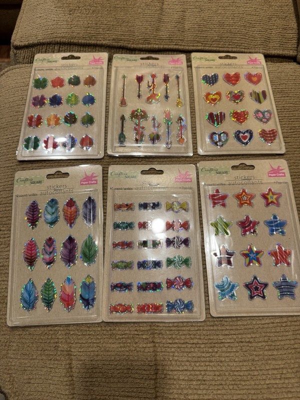 New Mixed Lot of 6 Crafter's Square Pop Up multi color Sticker Packs  (80 total)