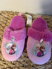 New Disney Girl's Frozen Anna and Elsa Slippers Pink youth 13/1