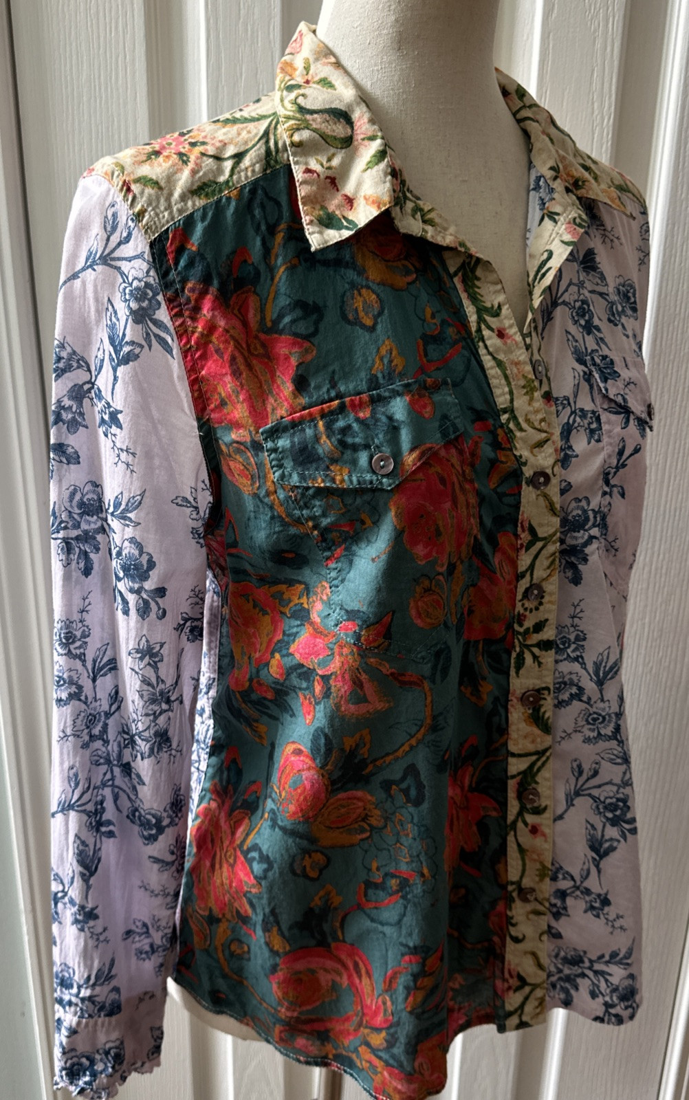 Sundance Floral Ease Patchwork Ruffle Long Sleeve… - image 11