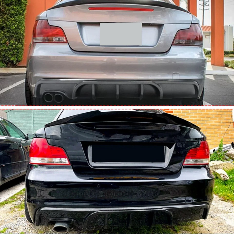 For 07-13 BMW 1 Series E82 125i 135i M Sport Carbon Fiber Look Rear Diffuser Lip - Image 4 of 4