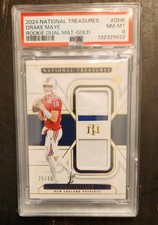 2024 National Treasures Rookie Dual Materials Gold 25/35 Drake Maye PSA 8 04cw