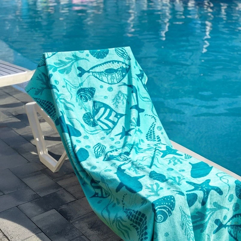 Luxuriously Soft Oversized Sea Life Beach Towel Quick Dry Eco-Friendly Absorbent