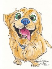 Dog, Animal, Watercolor painting artwork Golden Labrador Retriever 8x6 Inch