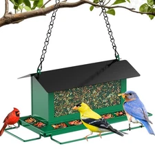 Bird Feeder for Outdoor Hanging, Large Birdfeeders with Multi Feeding Ports -...