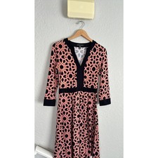 Adrianna Papell Blue Orange Geometric Dress Stretchy Office Flower Power 70s