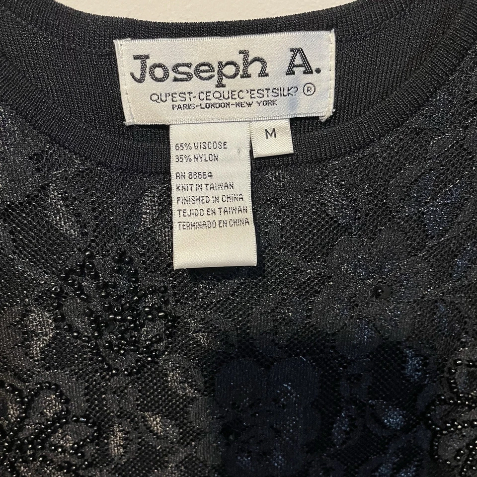 Blusa sin mangas Joseph A para mujer talla mediana negra con superposición de encaje sin mangas Foto 3 de 3