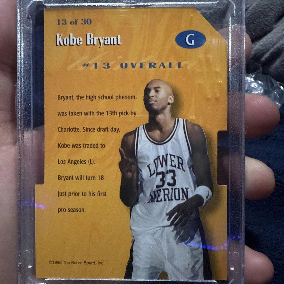 Kobe Bryant 1996-97 SCORE BOARD #1 GOLD FOIL ROOKIES DIE CUTS #13  - Image 3 of 4
