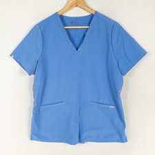 FIGS Scrub Top Womens L Blue Stretch Casma V Neck Technical Collection FW1100