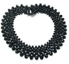 Natural Black Spinel Necklace 130g 925 Sterling Silver Handmade Gemstone