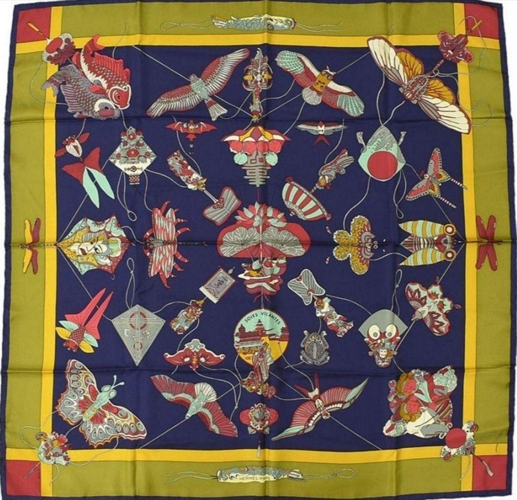 HERMES Carre 90 Silk 100% Scarf Multicolor Authentic G01223228