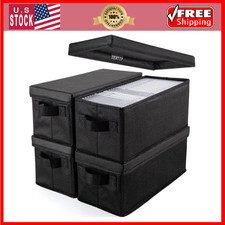CD Storage Boxes - Pack of 4 CD Case Storage - 13.2" X 5.9" X 5.3", Container Ho