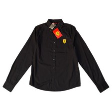Ferrari Shirt Mens S Black Embroidered Logo F1 Racing Team Lifestyle Button Up