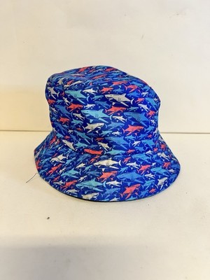 Pan Oceanic Shark Print Bucket Hat Blue Youth 100% Polyester Fish Ocean
