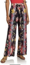 Johnny Was Mono Floral Split Leg Coverup Pants Size M