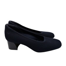 VIVAIA Melody 2.0 Square Toe Chunky Navy Ribbed Knit Block Heel Pumps 7.5 38.5