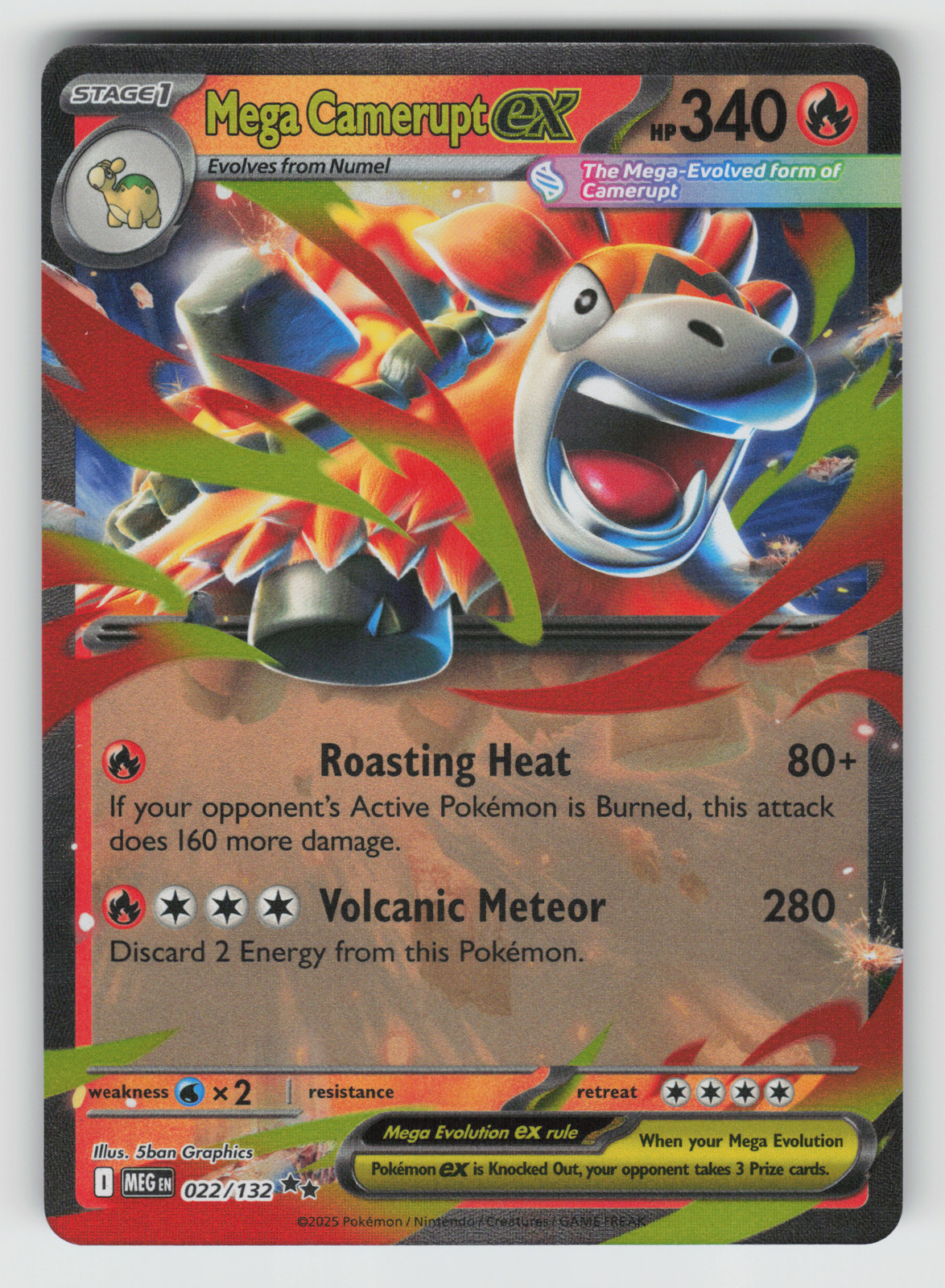 Mega Camerupt ex Pokemon Mega Evolution 022/132 Double Rare NM