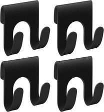 4Pcs Black Shower Caddy Metal Shelf Basket Rack W/ Double Hooks Loofah Sponge