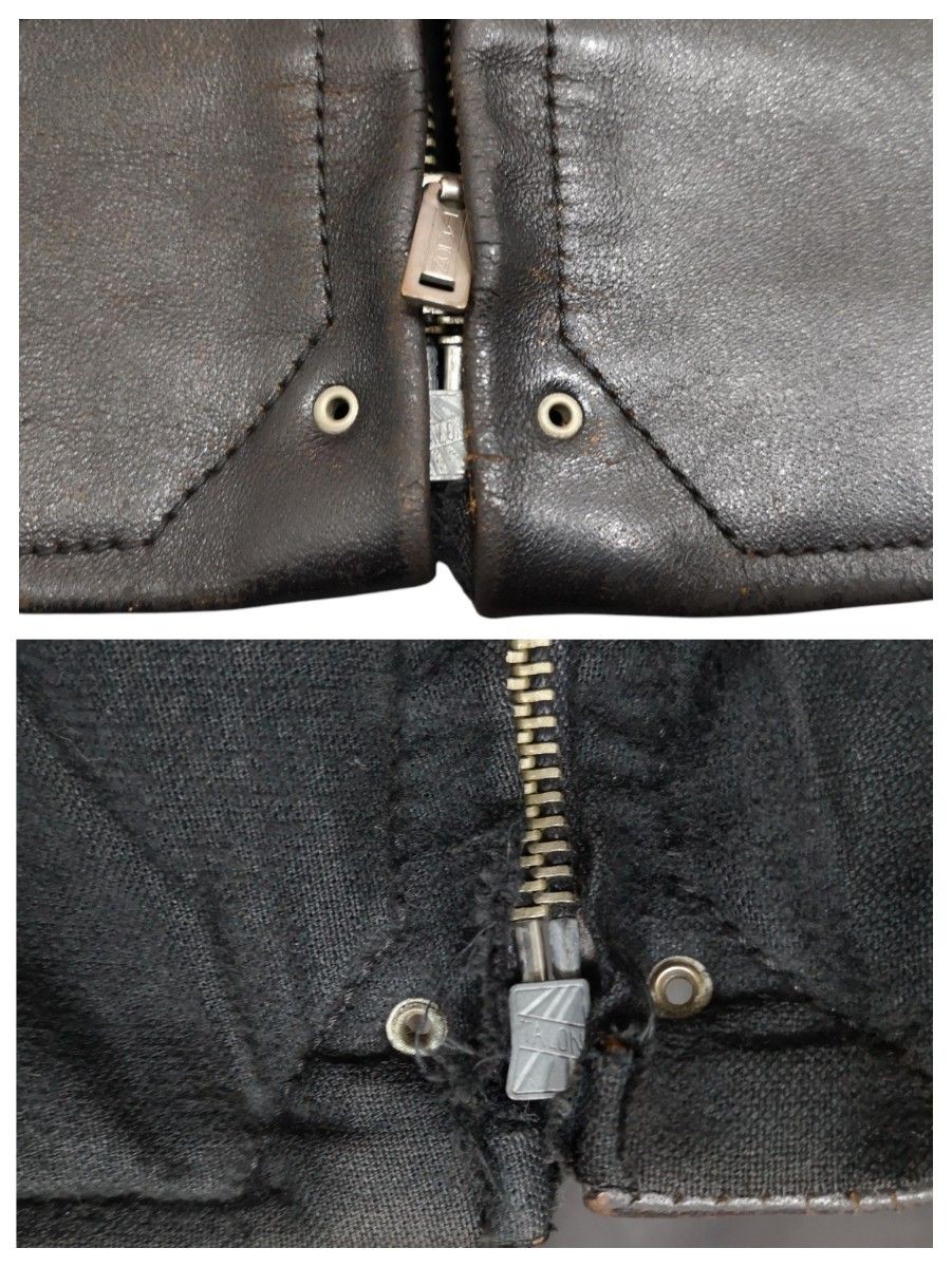 Joe McCoy Horsehide Leather Jacket 38 Black Talon Zip Faded
