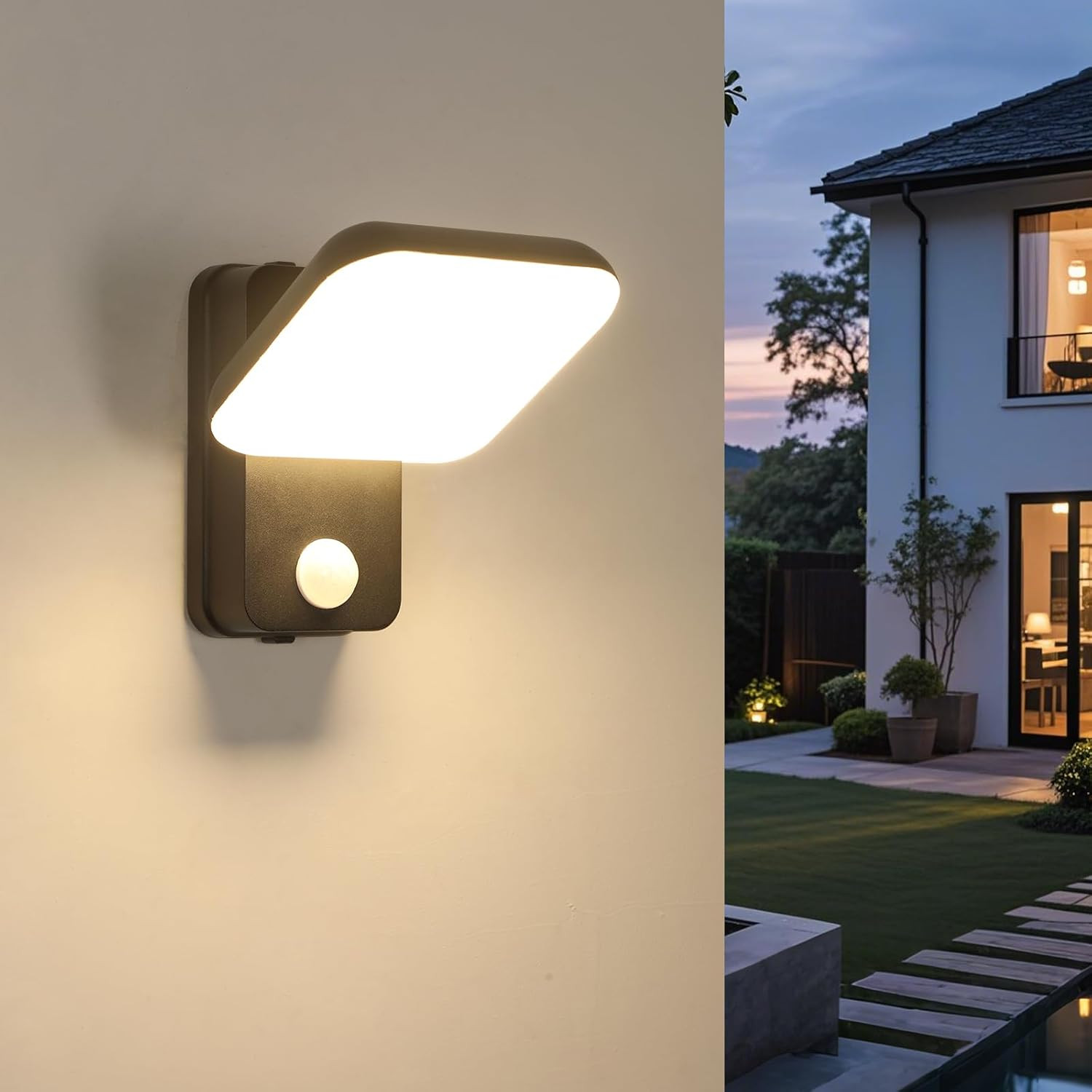 Lampada Parete Esterno 16W con Sensore Movimento e Crepuscolare IP65 - 2