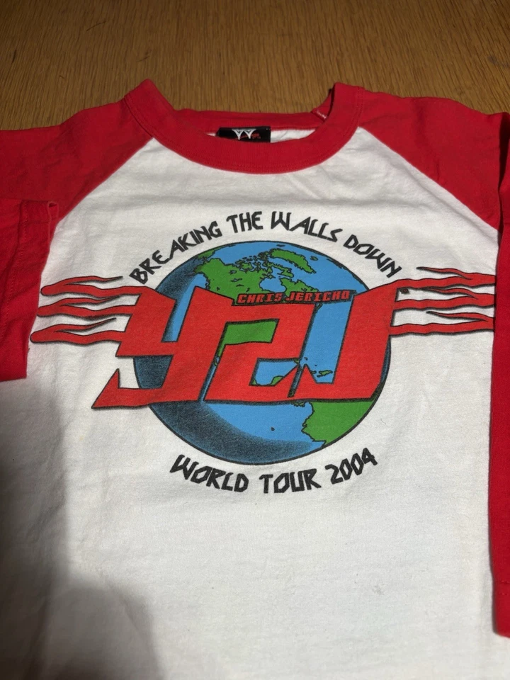 Винтажная футболка Chris Jericho WWE Y2J Breaking стены вниз 2004 World Tour LG - Изображение 2 из 4