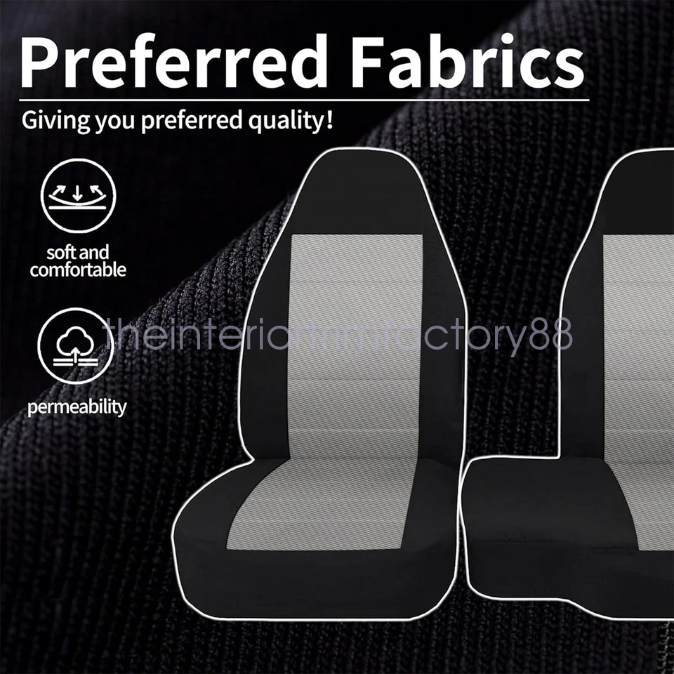 For 2004-2012 FORD RANGER 60/40 HIBACK CAR SEAT COVERS Light-Gray + Black - Image 2 of 4