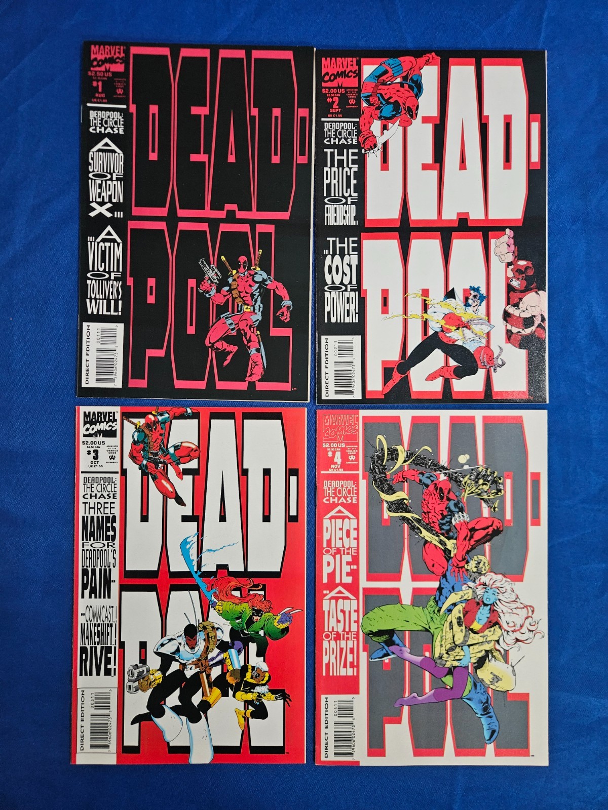 Deadpool: The Circle Chase #1 - 4 - 1st Deadpool Solo (FULL SET, 1993 Marvel)