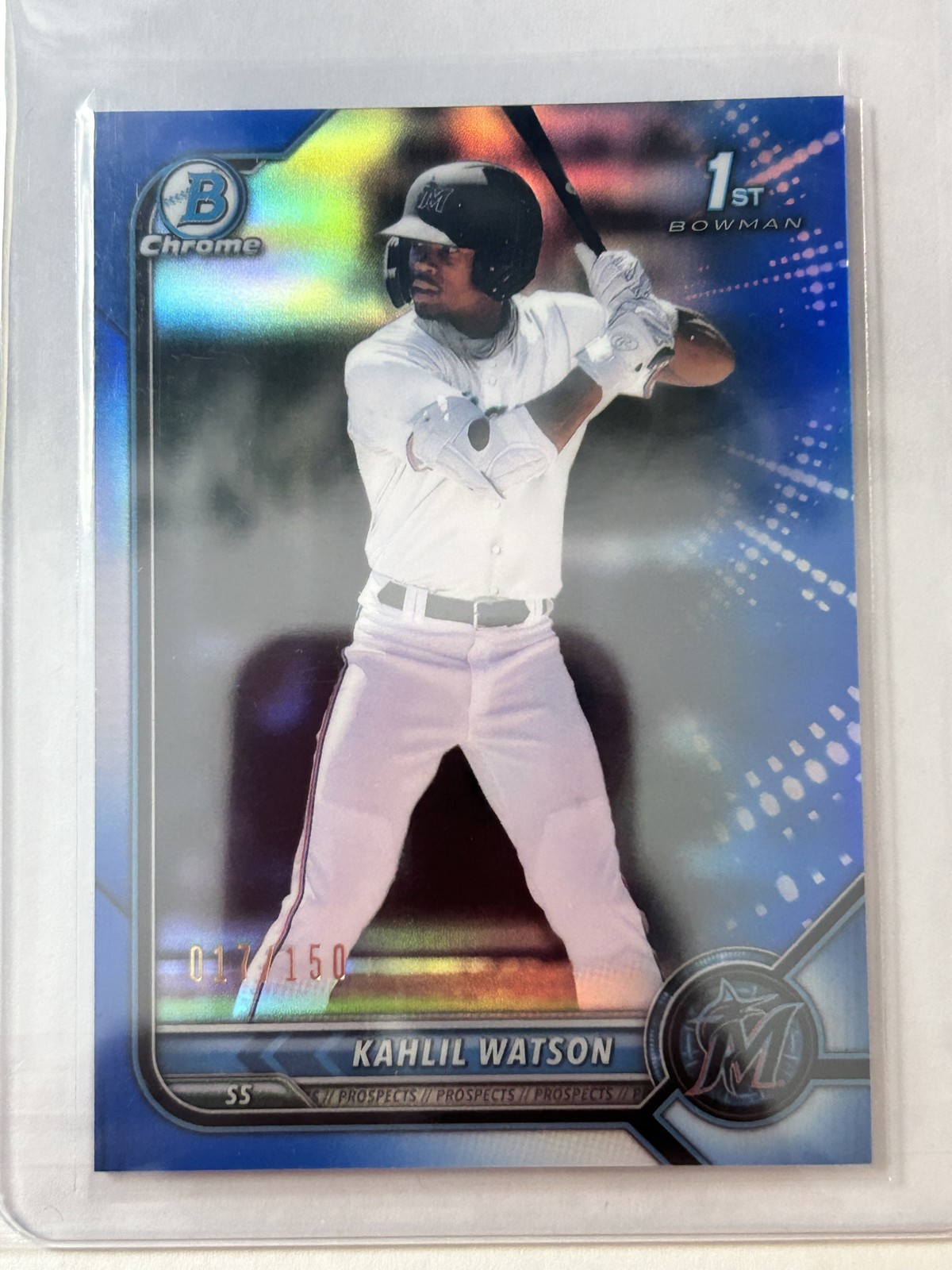 2022 Bowman - Chrome Prospects Kahlil Watson #BCP-3 Blue Refractor 17/150 1st