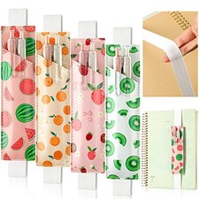 4 Pieces Adjustable Elastic Band Pen Holder, Pencil Holder, Pen Sleeve Fruit