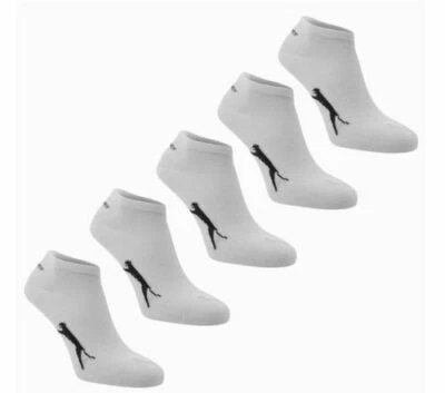 5 PACK SLAZENGER CHILDS NO SHOW TRAINER SOCKS WHITE C8-C13 UNISEX