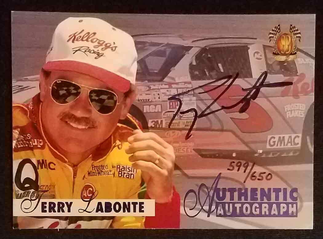 1996 Score Board Autographed Terry Labonte Kellogg's Auto /650 NASCAR EX-MINT
