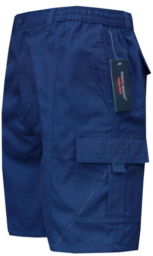 Pantalones cortos lisos de combate de carga cintura elástica para hombre con cremallera mosca 3XL - 5XL por Tom Hagan - Imagen 4 de 6