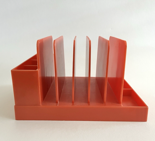 Vintage - Orange Max Klein Desk Organizer - File Pen Letter Mail Holder Plastic - Picture 7 of 9