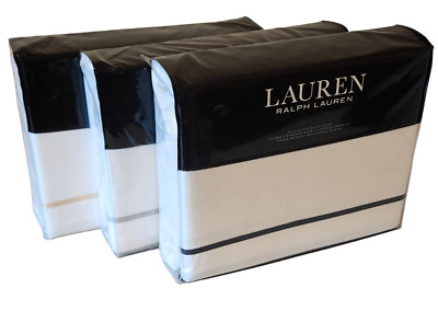 Ralph Lauren Spencer Border Sateen FULL/QUEEN Duvet Cover,Flax/Tan or Sage/Green