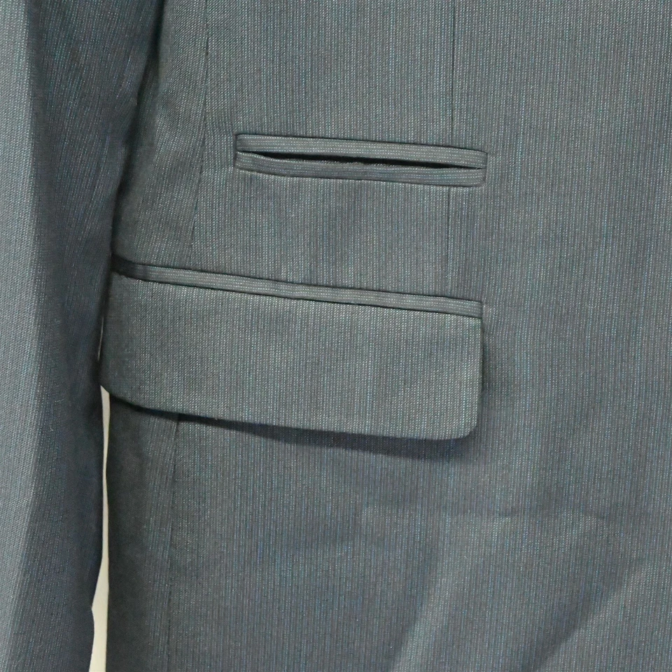 J Ferrar 40L Navy Blue Peak Lapel Slim Fit 2 Btn Blazer Suit Jacket Sport Coat - Image 3 of 4