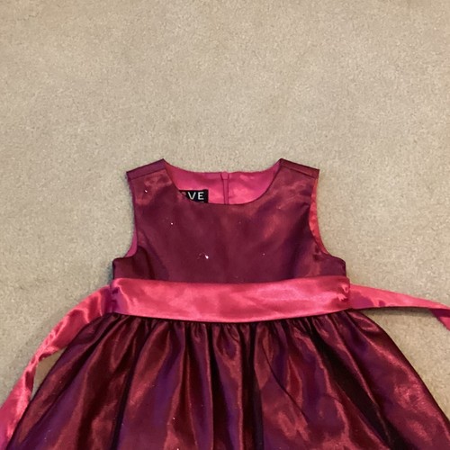 LOVE GIRLS PARTY / HOLIDAY SEASON DRESS, 4, SPARKLY TOP LAYER, SASH, SLEEVELESS - Picture 2 of 4