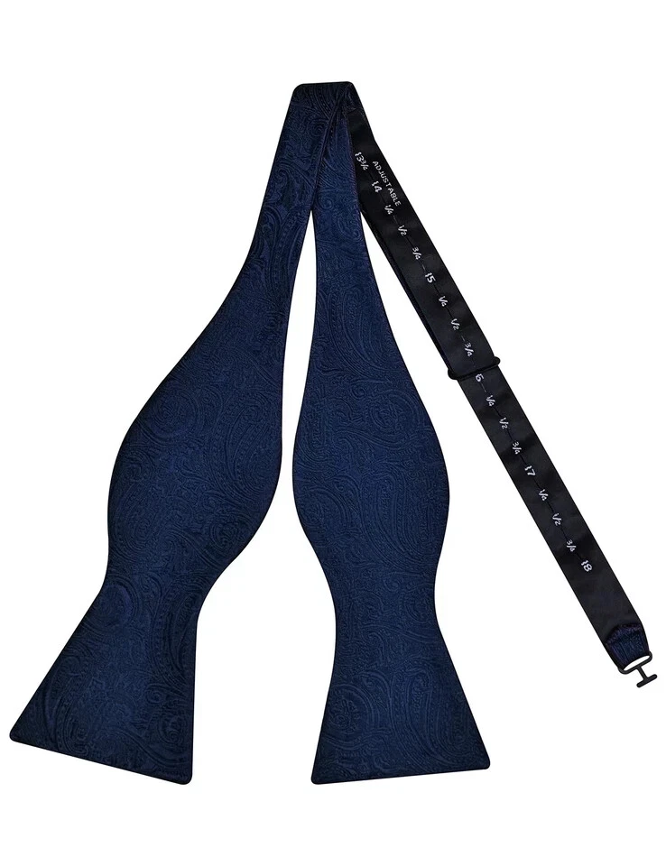 Pajarita azul marino para hombre seda cachemira pajarita pajarita bolsillo cuadrado conjunto para nosotros... Foto 3 de 4