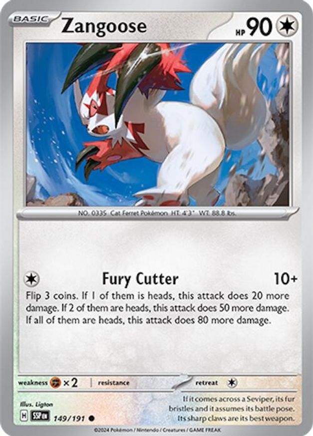 Pokemon Zangoose (149/256) Surging Sparks NM