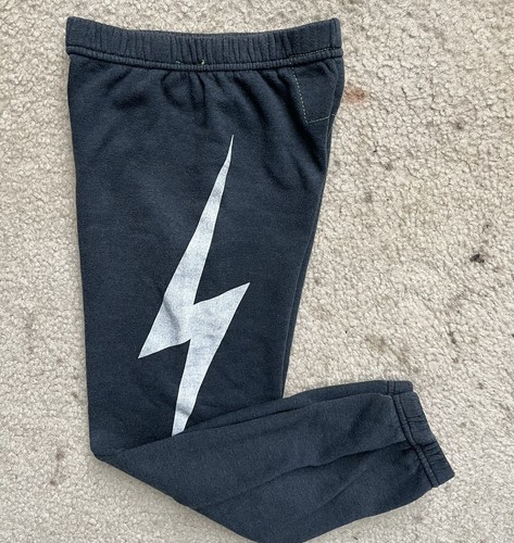 Aviator Nation Girls 8 S M Soft Pull On Big Thunder Bolt Logo Sweatpants Joggers