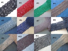 3" Wide Stretch Floral Lace Black, Red,Green,Beige,Ivory,Navy,Pink 12 Colors xx8