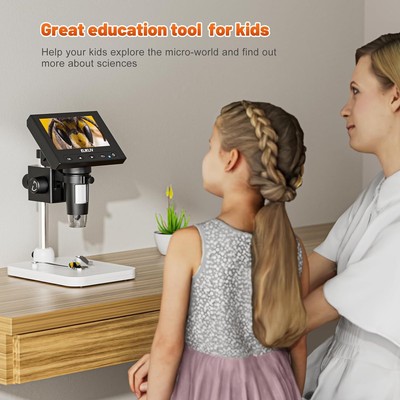 LCD Digital Coin Microscope 1000X with 8 Adjustable LED Lights, PC View Compatib