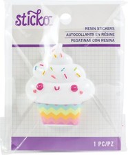 Sticko Resin Sticker-Cupcake, 3 Pack