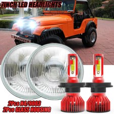 7 Inch Led Glass Headlight Round Original Classic Look Conversion Chrome Pair 7 Inch Led Glass Headlight Round Original Classic Look Conversion Chrome Pair